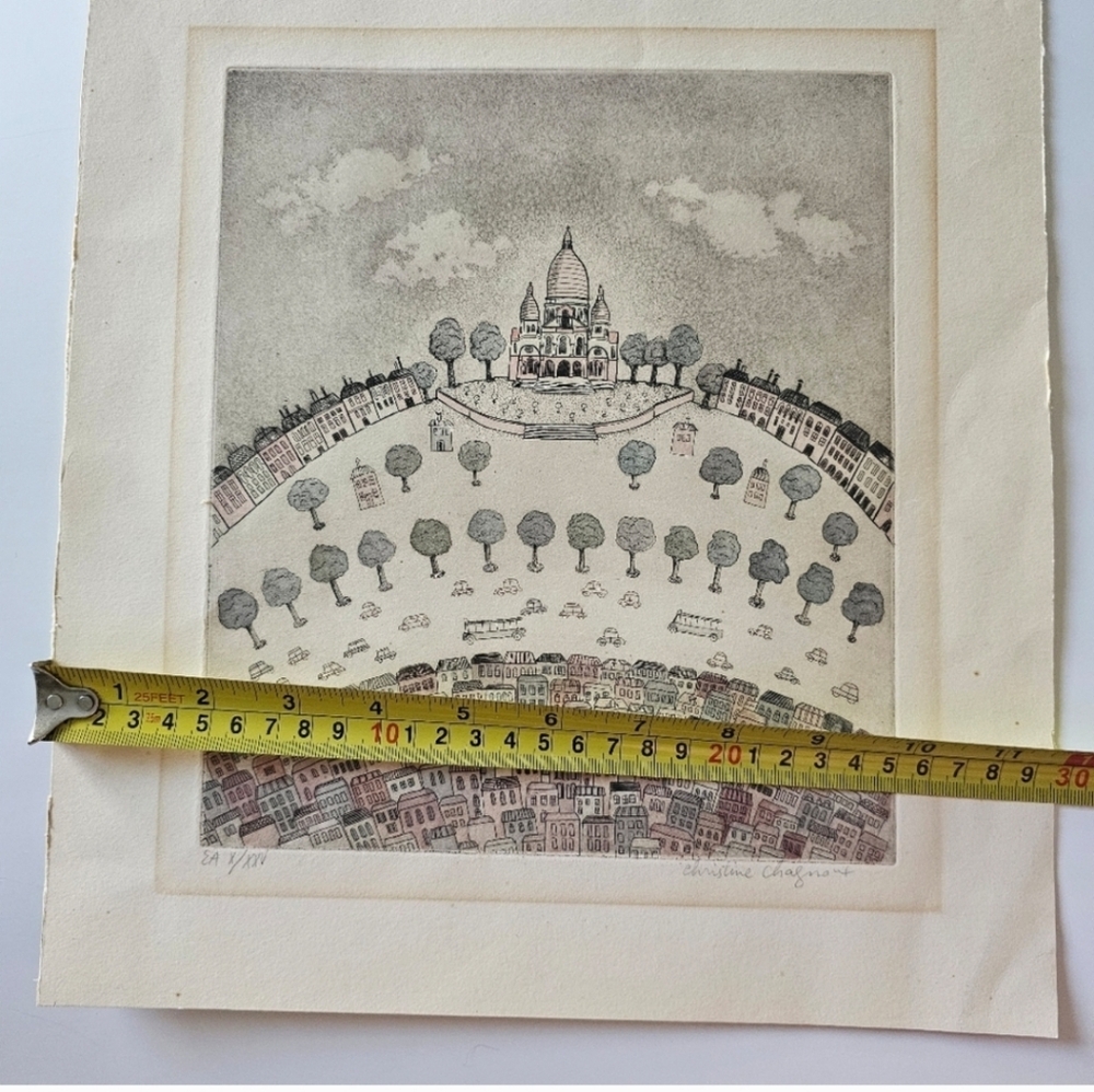 Christine Chagnoux Montmarte 1960s Signed Numbered Muted Water Color Litho Paris - Picture 16 of 16
